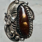 Vintage Sterling Silver Signed V Verma Benally Navajo Fire Agate Gold Accent Ring Size 5.50 925