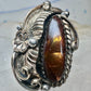 Vintage Sterling Silver Signed V Verma Benally Navajo Fire Agate Gold Accent Ring Size 5.50 925