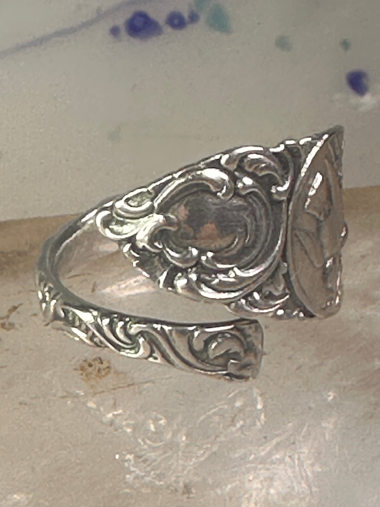 Birds spoon ring size 7.50 adjustable dove bird peace pigeon sterling silver band