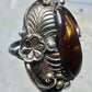 Vintage Sterling Silver Signed V Verma Benally Navajo Fire Agate Gold Accent Ring Size 5.50 925