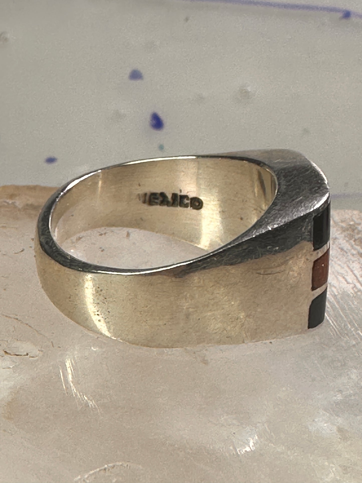 Onyx ring goldstone band size 12 Mexico band sterling silver women men