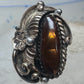 Vintage Sterling Silver Signed V Verma Benally Navajo Fire Agate Gold Accent Ring Size 5.50 925