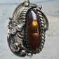 Vintage Sterling Silver Signed V Verma Benally Navajo Fire Agate Gold Accent Ring Size 5.50 925