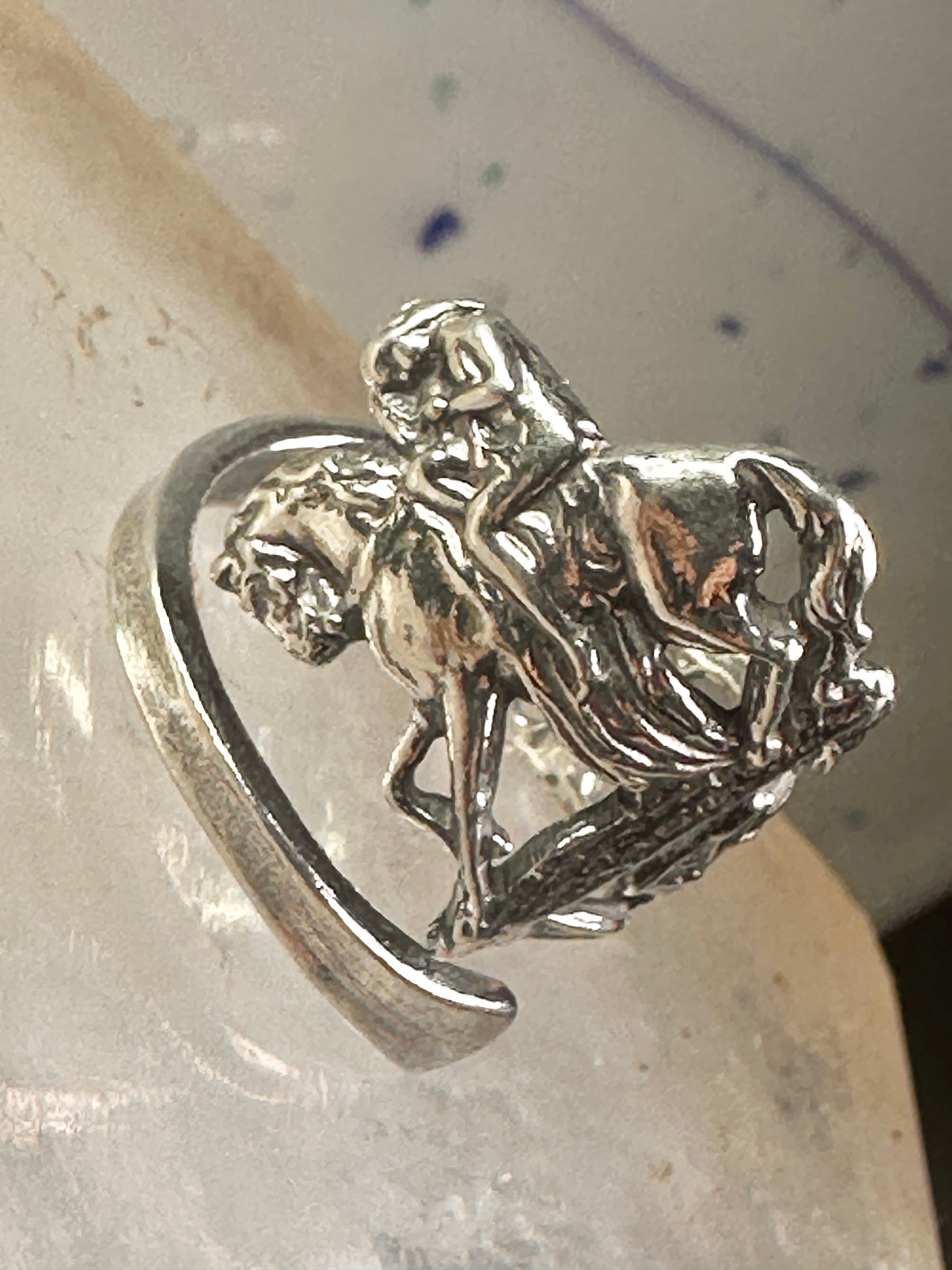 Lady Godiva spoon ring size 6.50 adjustable horse sterling silver band