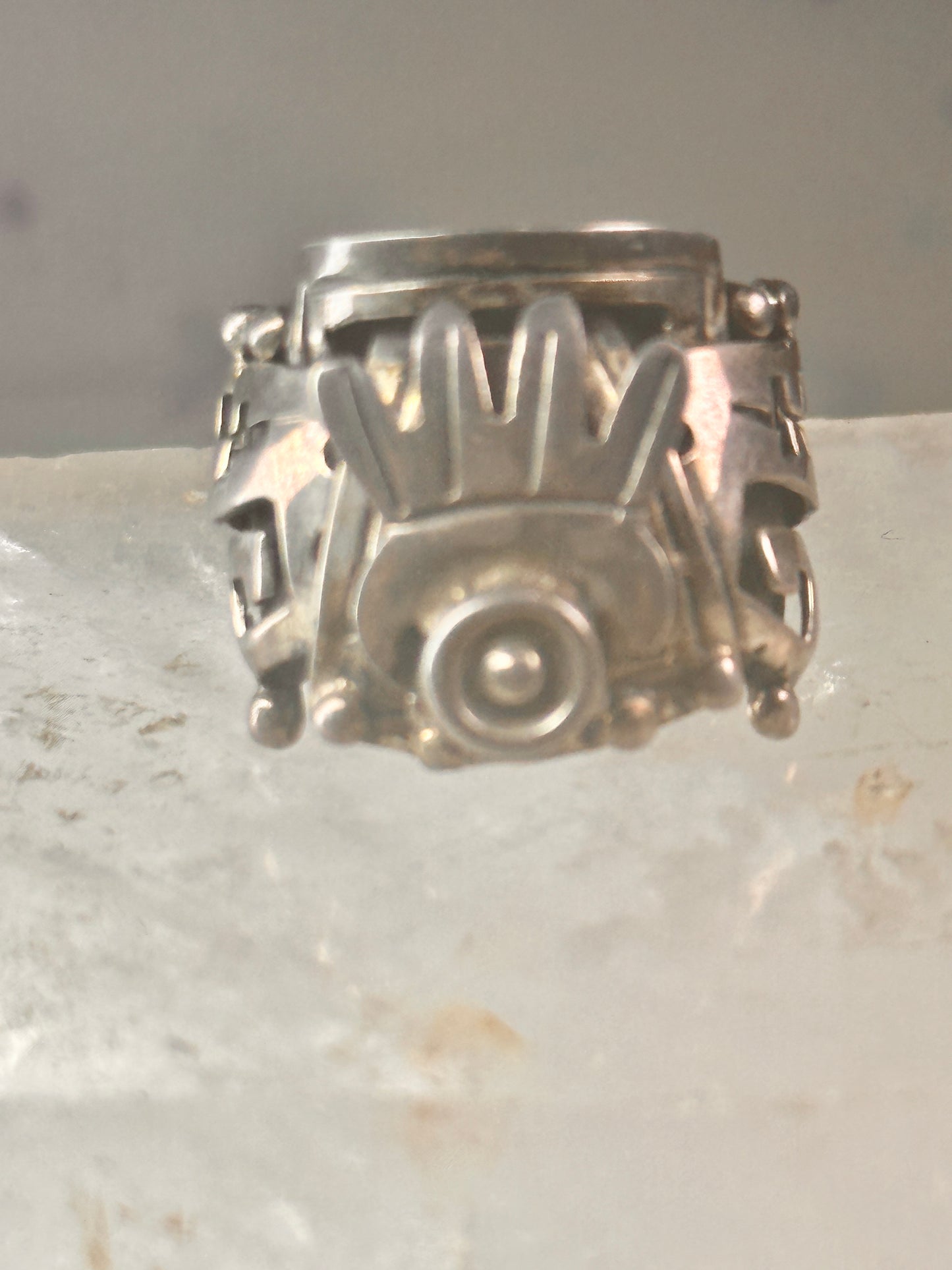 Poison ring size 8.75 adj Aztec Mayan Mexico ring sterling silver women