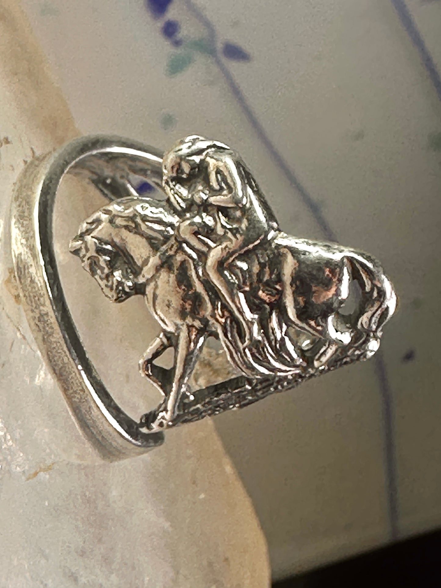 Lady Godiva spoon ring size 6.50 adjustable horse sterling silver band