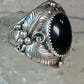 Navajo onyx ring Leaves Vintage Size 10 sterling silver women men
