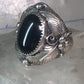 Navajo onyx ring Leaves Vintage Size 10 sterling silver women men