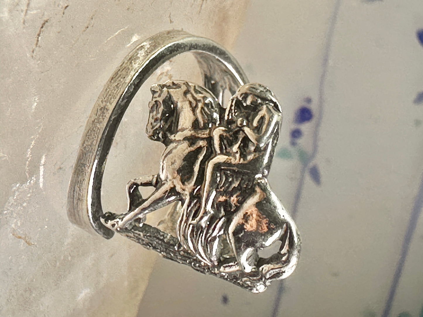 Lady Godiva spoon ring size 6.50 adjustable horse sterling silver band