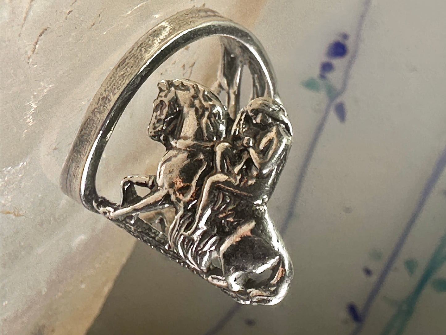 Lady Godiva spoon ring size 6.50 adjustable horse sterling silver band