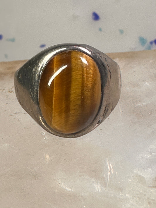Tiger Eye ring Mexican band size 8 Mexico band sterling silver women men