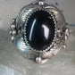 Navajo onyx ring Leaves Vintage Size 10 sterling silver women men
