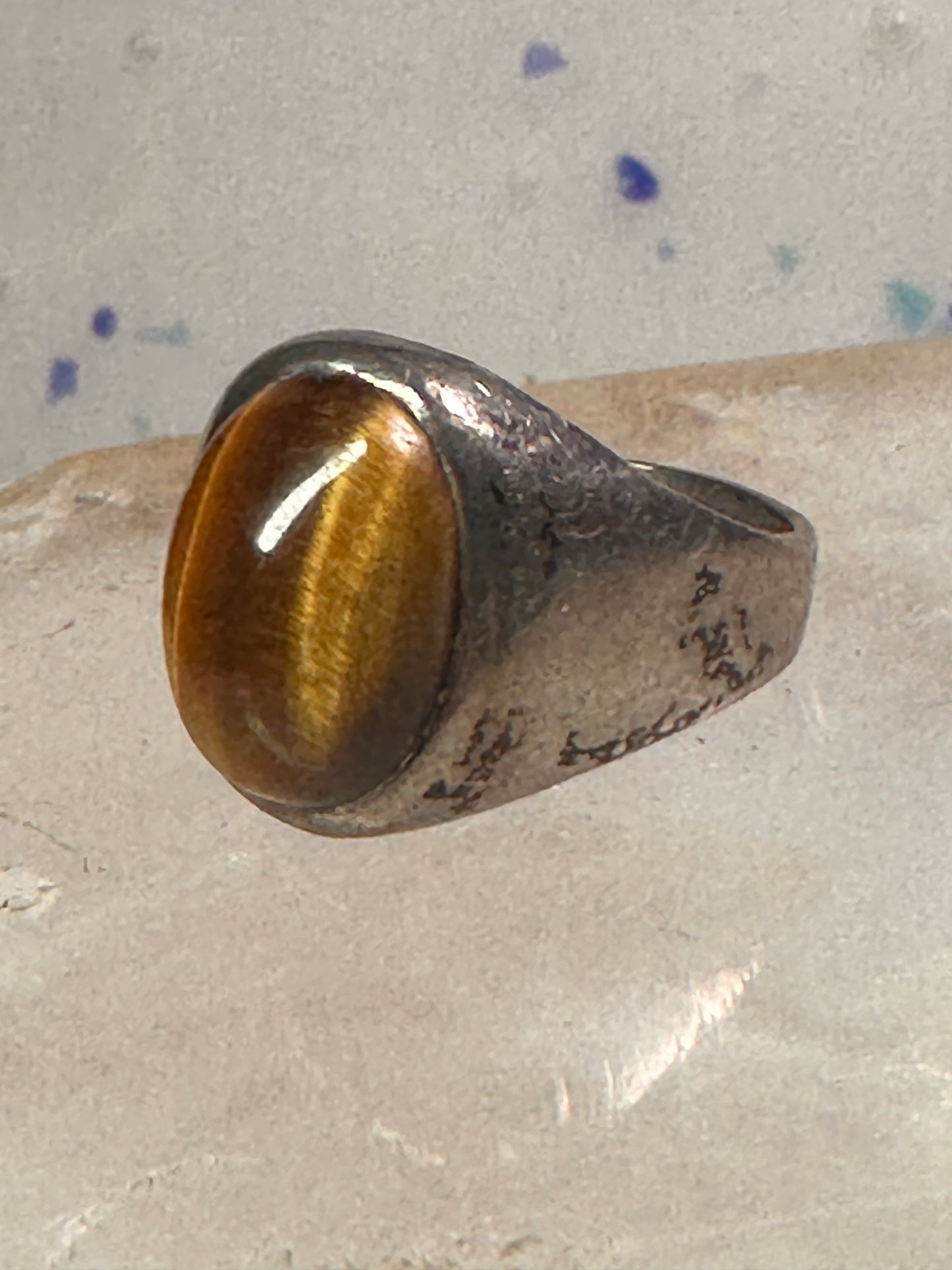 Tiger Eye ring Mexican band size 8 Mexico band sterling silver women men