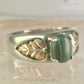 Black Hills Gold malachite ring leaves band size 10 sterling silver women men