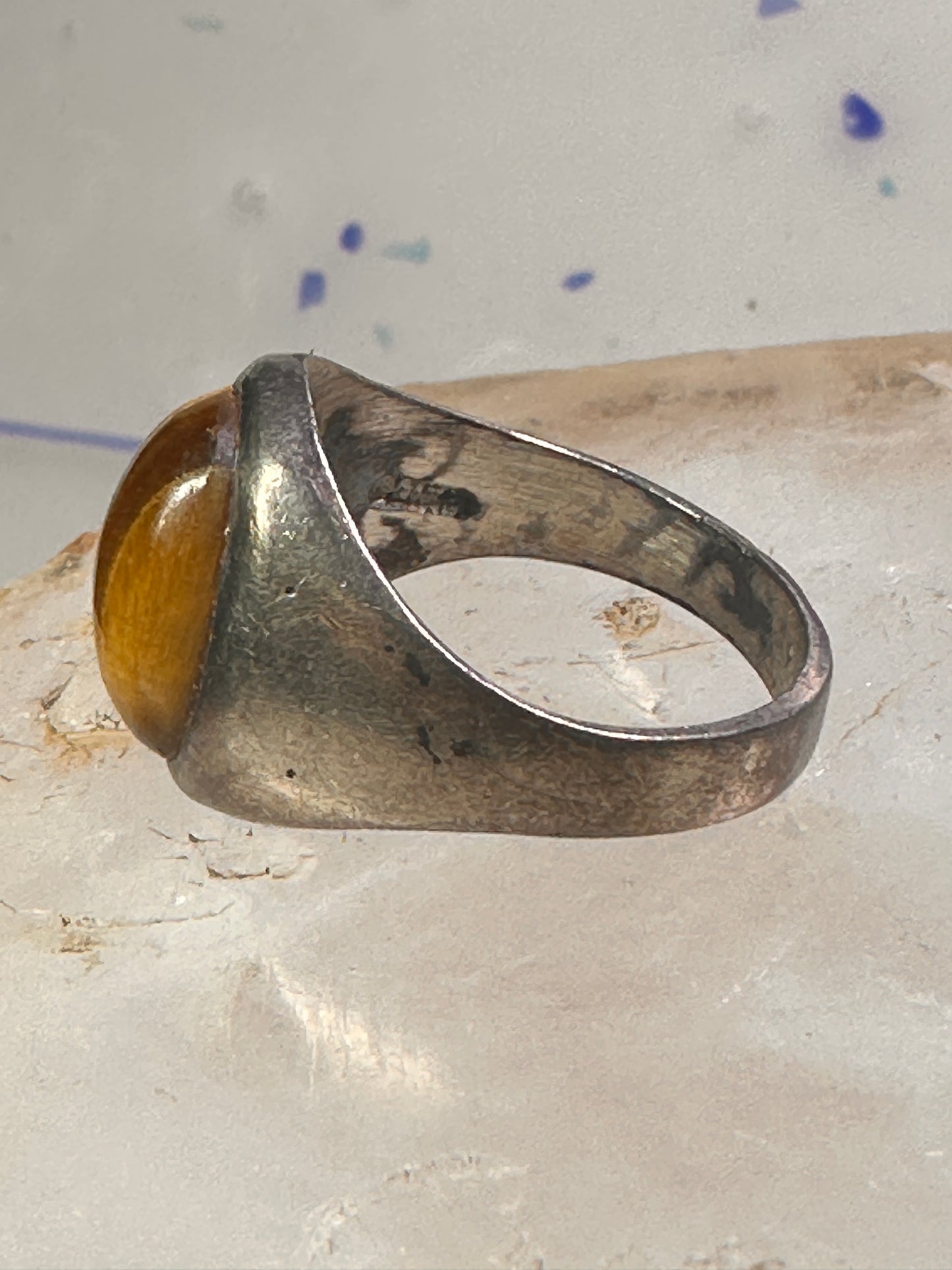 Tiger Eye ring Mexican band size 8 Mexico band sterling silver women men