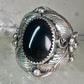 Navajo onyx ring Leaves Vintage Size 10 sterling silver women men
