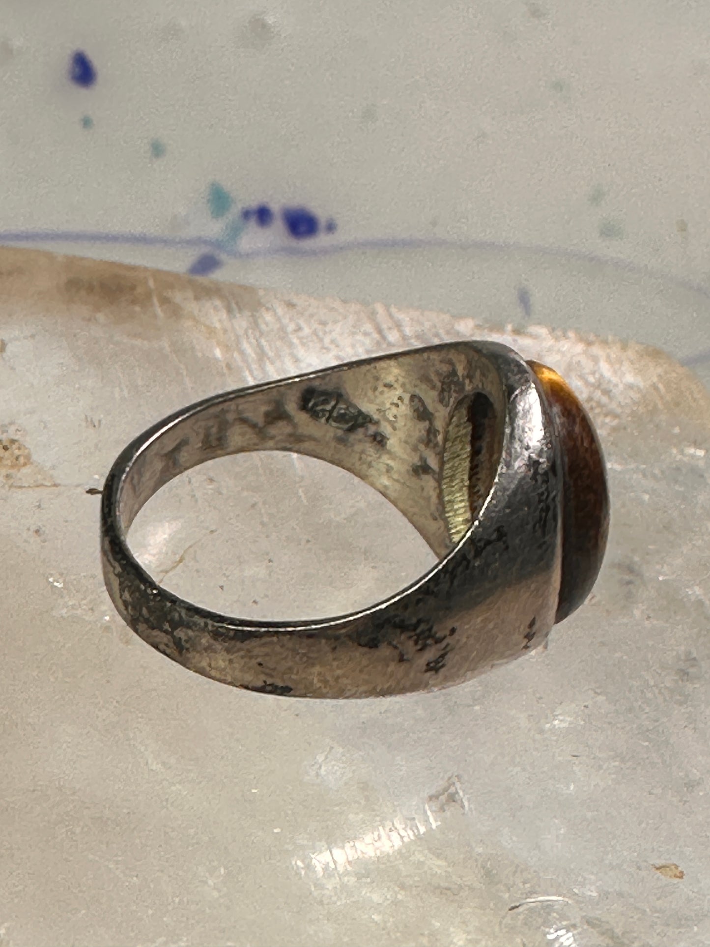 Tiger Eye ring Mexican band size 8 Mexico band sterling silver women men