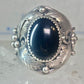 Navajo onyx ring Leaves Vintage Size 10 sterling silver women men