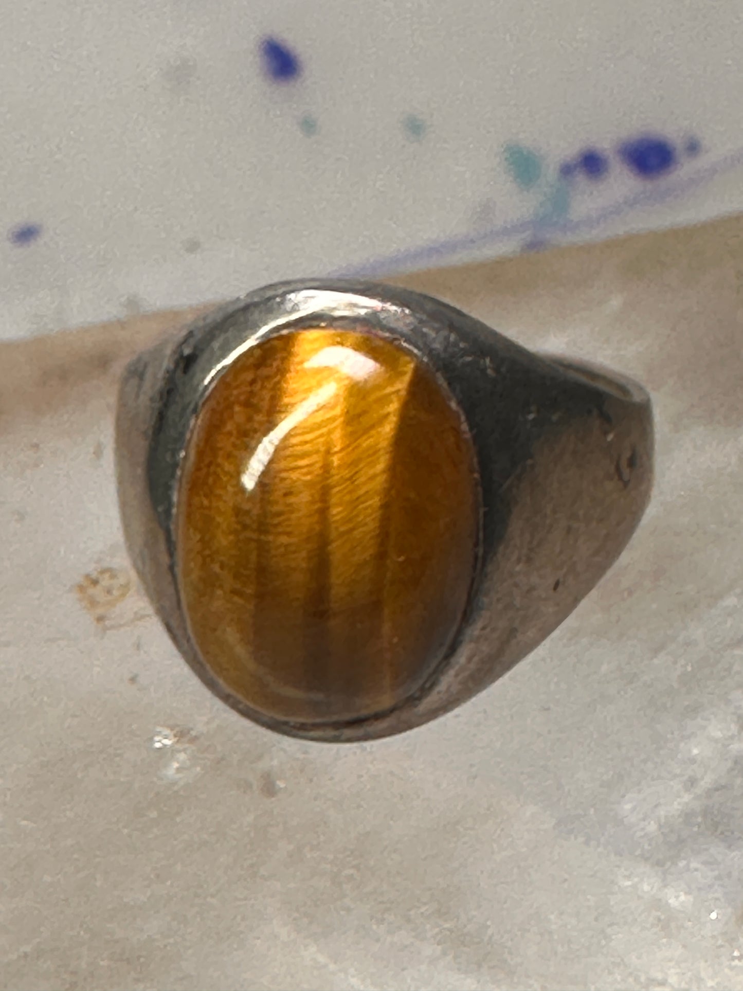 Tiger Eye ring Mexican band size 8 Mexico band sterling silver women men