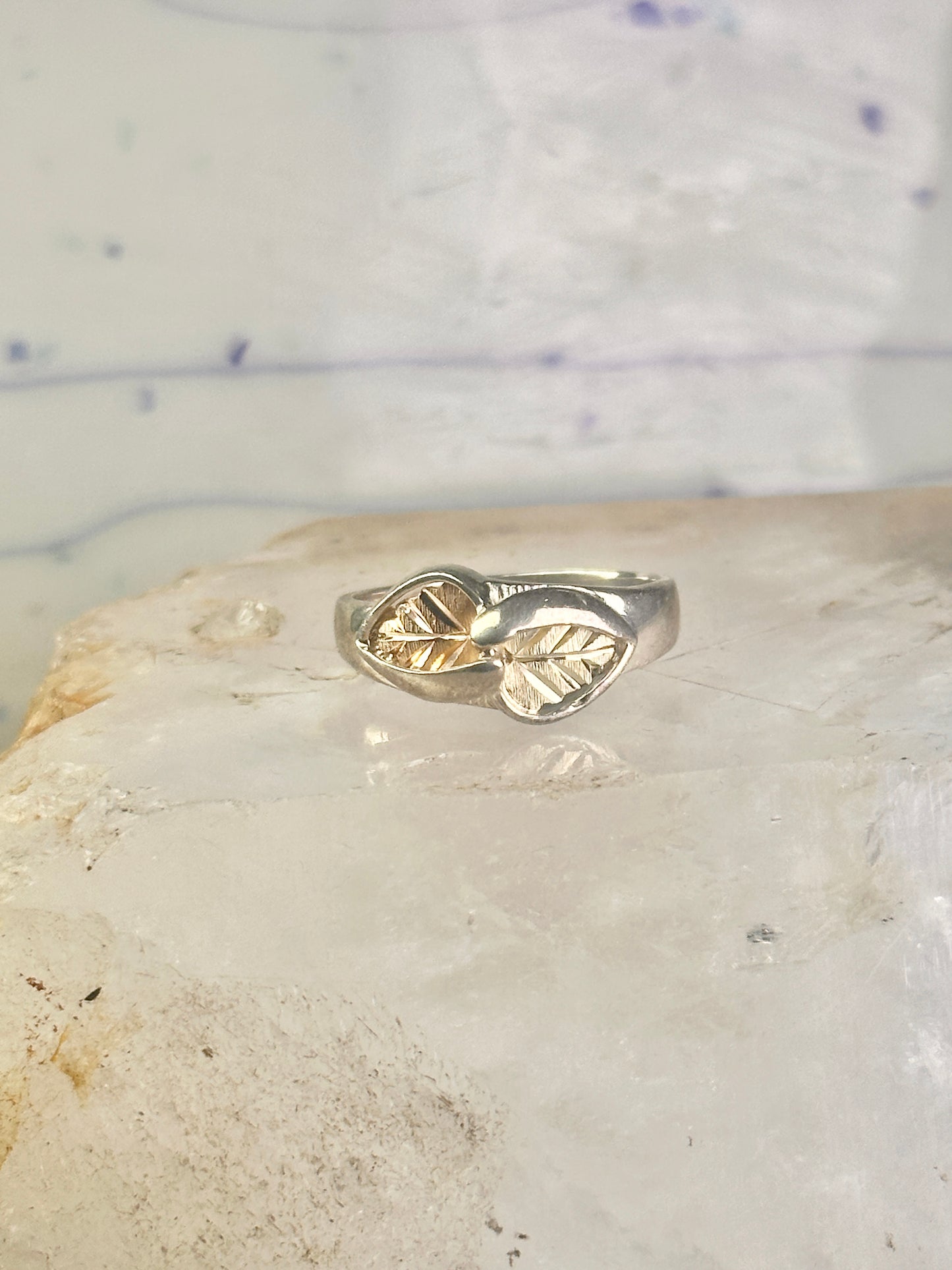 Black Hills Gold ring leaves band size 10 sterling silver women