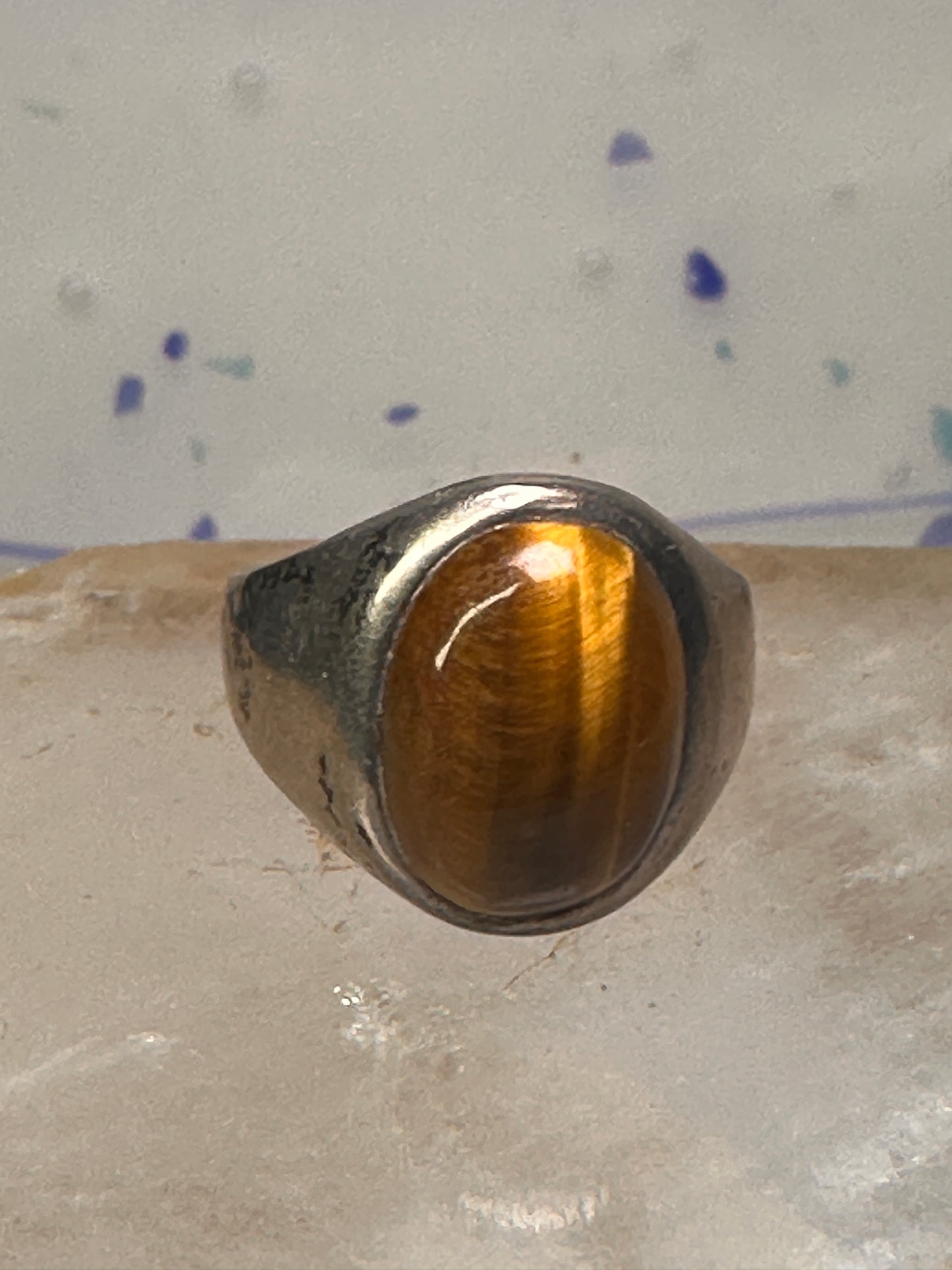 Tiger Eye ring Mexican band size 8 Mexico band sterling silver women men
