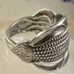 Corn spoon ring size 7 adjustable sterling silver band