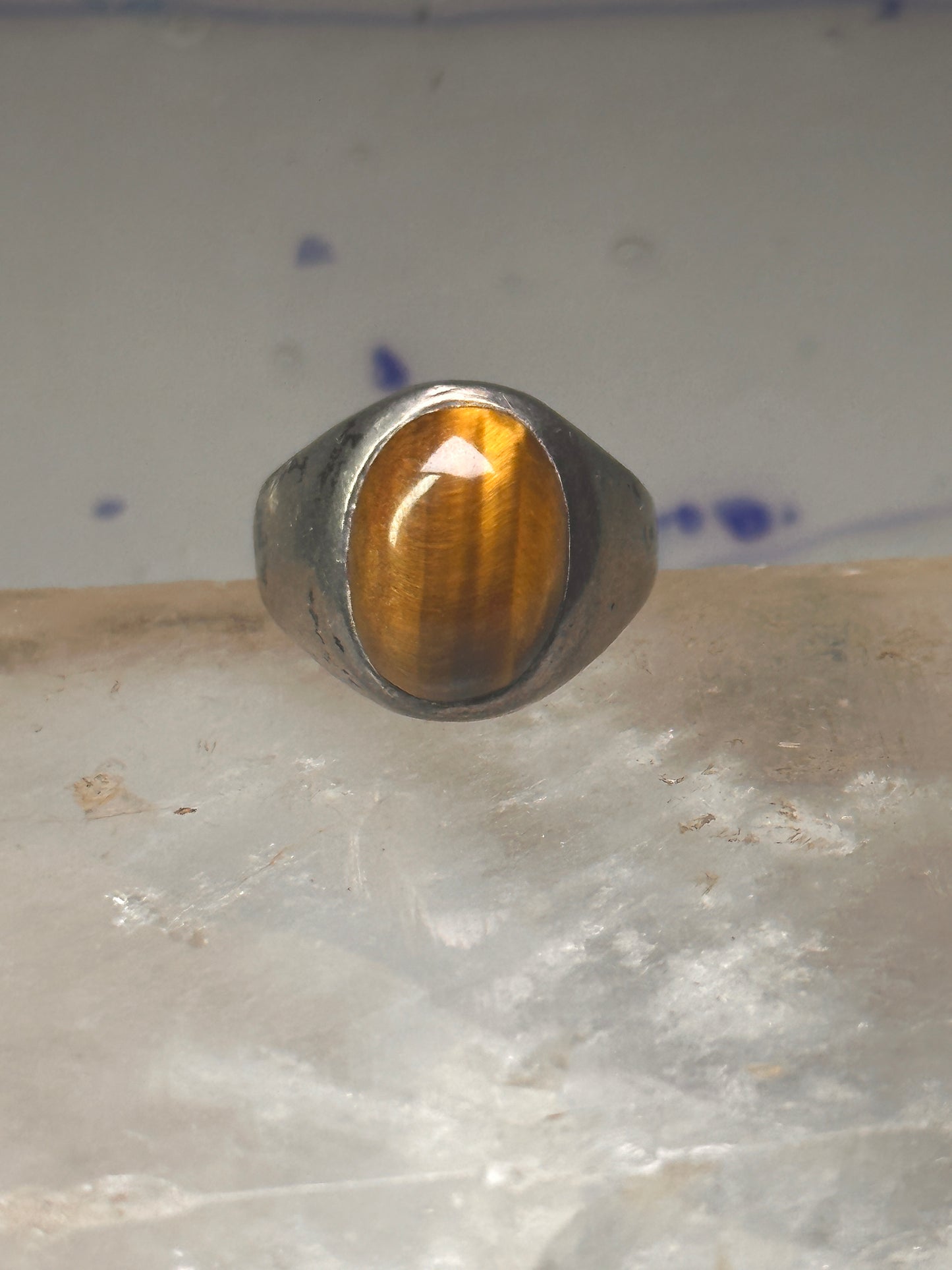 Tiger Eye ring Mexican band size 8 Mexico band sterling silver women men
