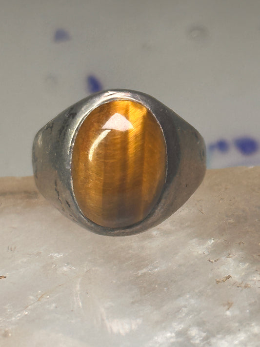 Tiger Eye ring Mexican band size 8 Mexico band sterling silver women men