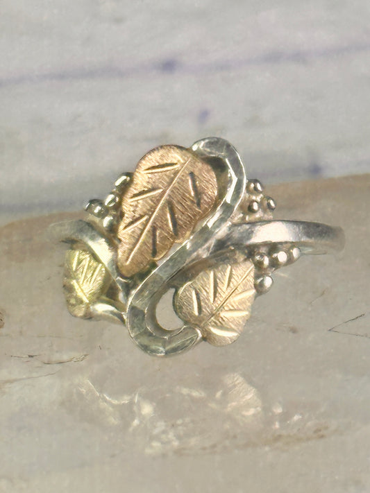 Black Hills Gold ring leaves band size 10 sterling silver women