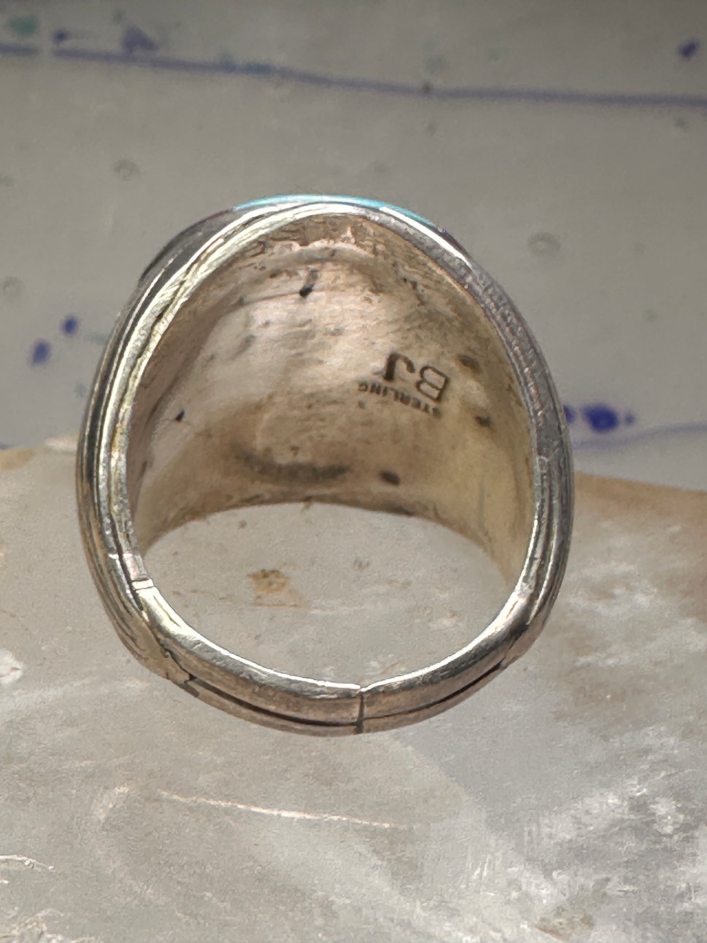 Navajo Horseshoe ring Eagle Turquoise band size 11.7 band sterling silver Good Luck men