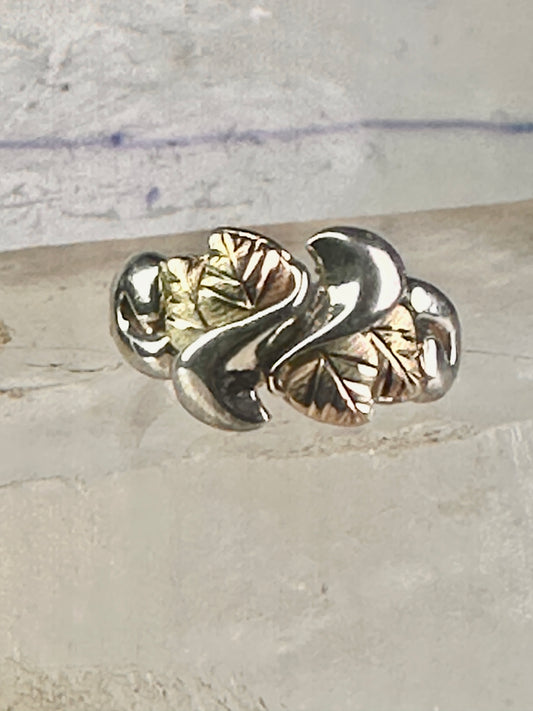 Black Hills Gold ring leaves wedding band size 9 sterling silver women