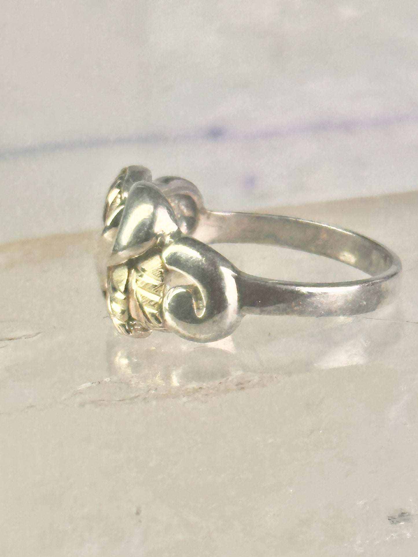 Black Hills Gold ring leaves wedding band size 9 sterling silver women
