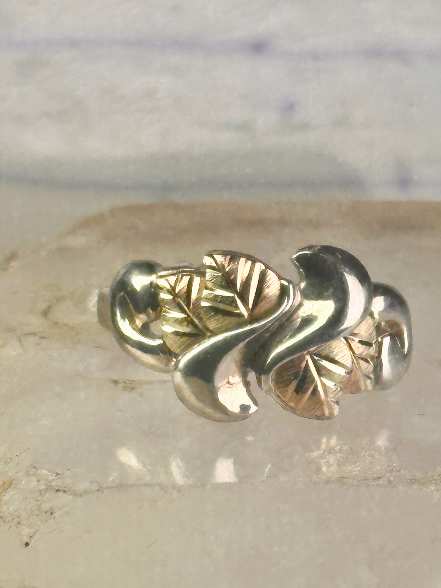 Black Hills Gold ring leaves wedding band size 9 sterling silver women