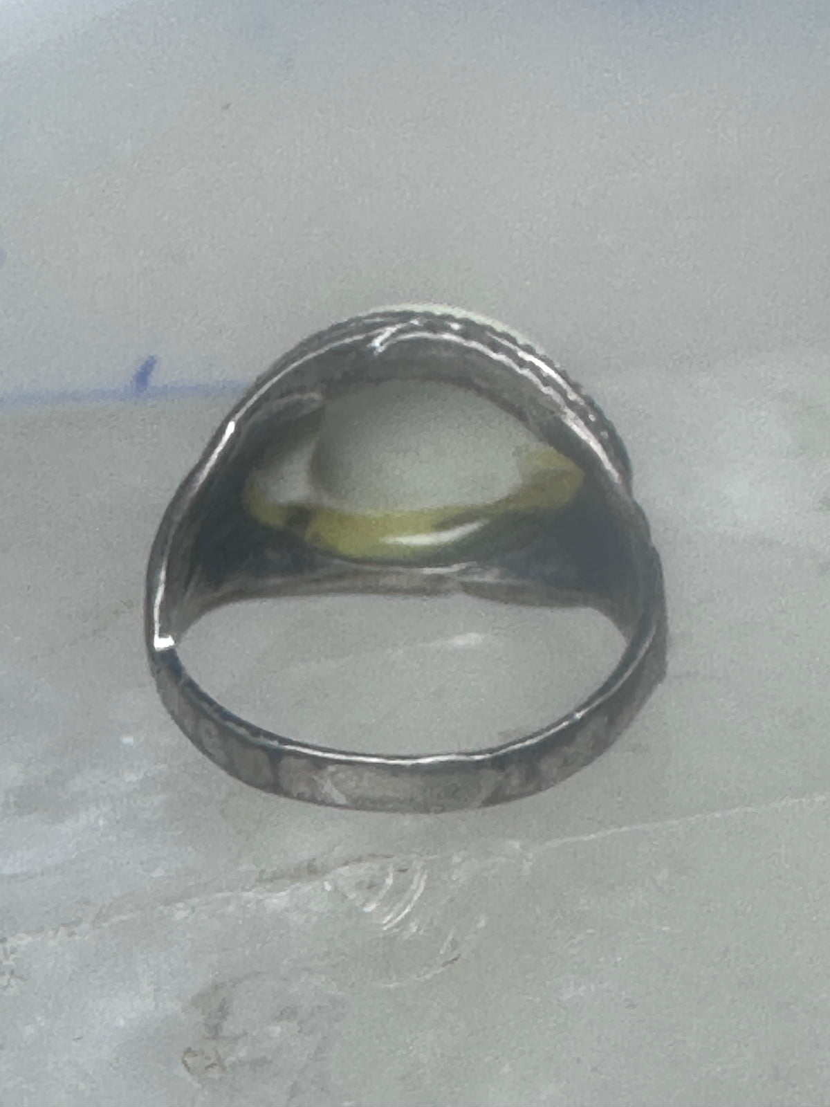 Vintage Sterling Silver Brown Eyeball Ring Gothic Statement Band Size 7.50 925