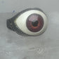 Vintage Sterling Silver Brown Eyeball Ring Gothic Statement Band Size 7.50 925
