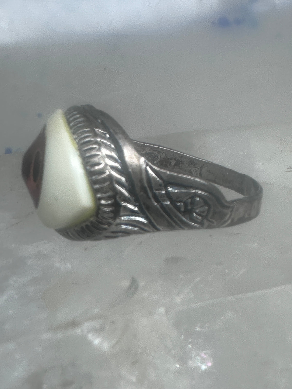 Vintage Sterling Silver Brown Eyeball Ring Gothic Statement Band Size 7.50 925