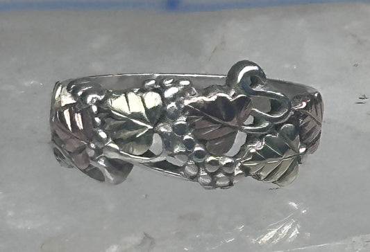 Vintage Sterling Silver Black Hills Gold Grape Leaf Ring Coleman Co Size 7 925