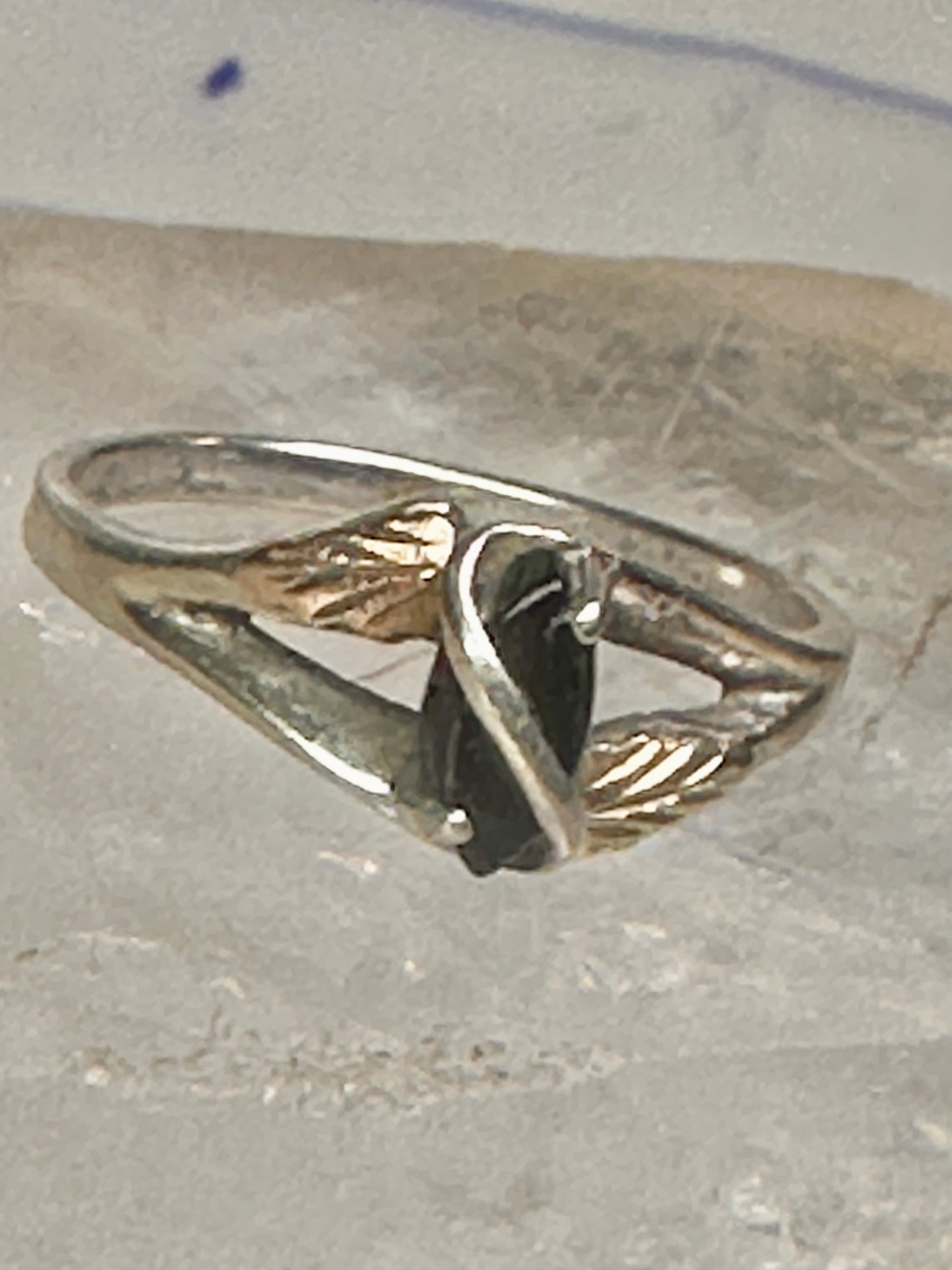 Black Hills Gold ring leaves onyx band size 10 sterling silver women girls