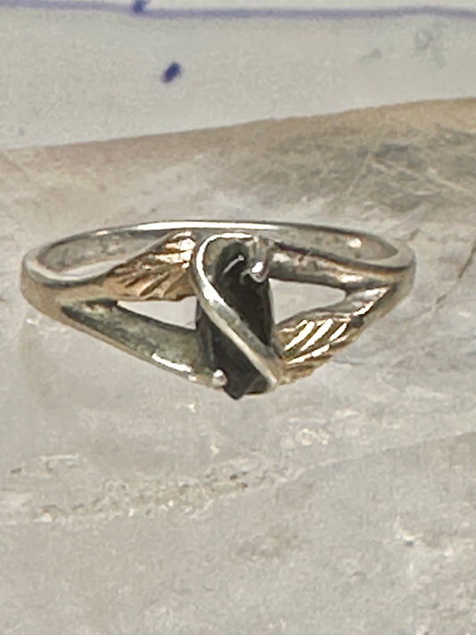 Black Hills Gold ring leaves onyx band size 10 sterling silver women girls