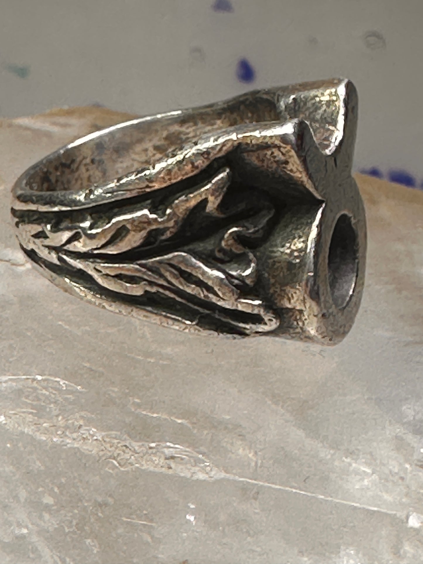 Mexico Taxco ring Taurus Texas ranch brand band size 7.75 sterling silver men women