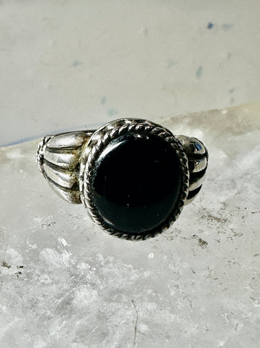 Onyx ring size 6.75 sterling silver mourning band women girls