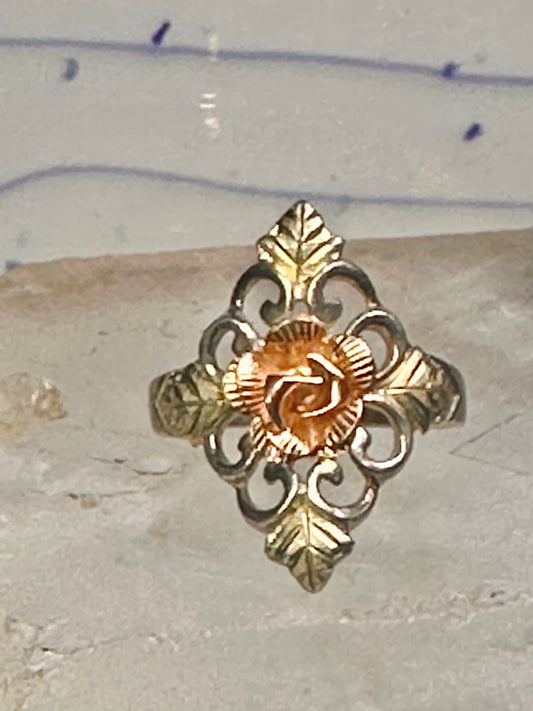 Black Hills Gold ring leaves rose band size 7 sterling silver women girls