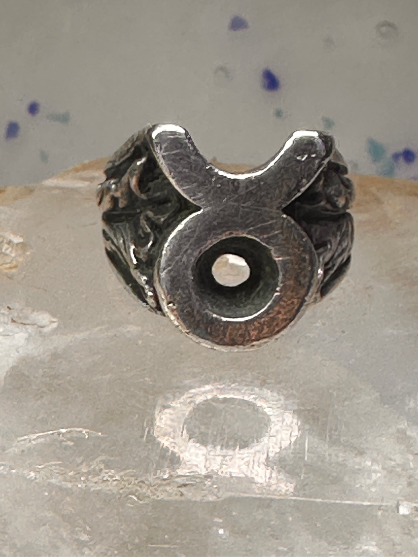 Mexico Taxco ring Taurus Texas ranch brand band size 7.75 sterling silver men women