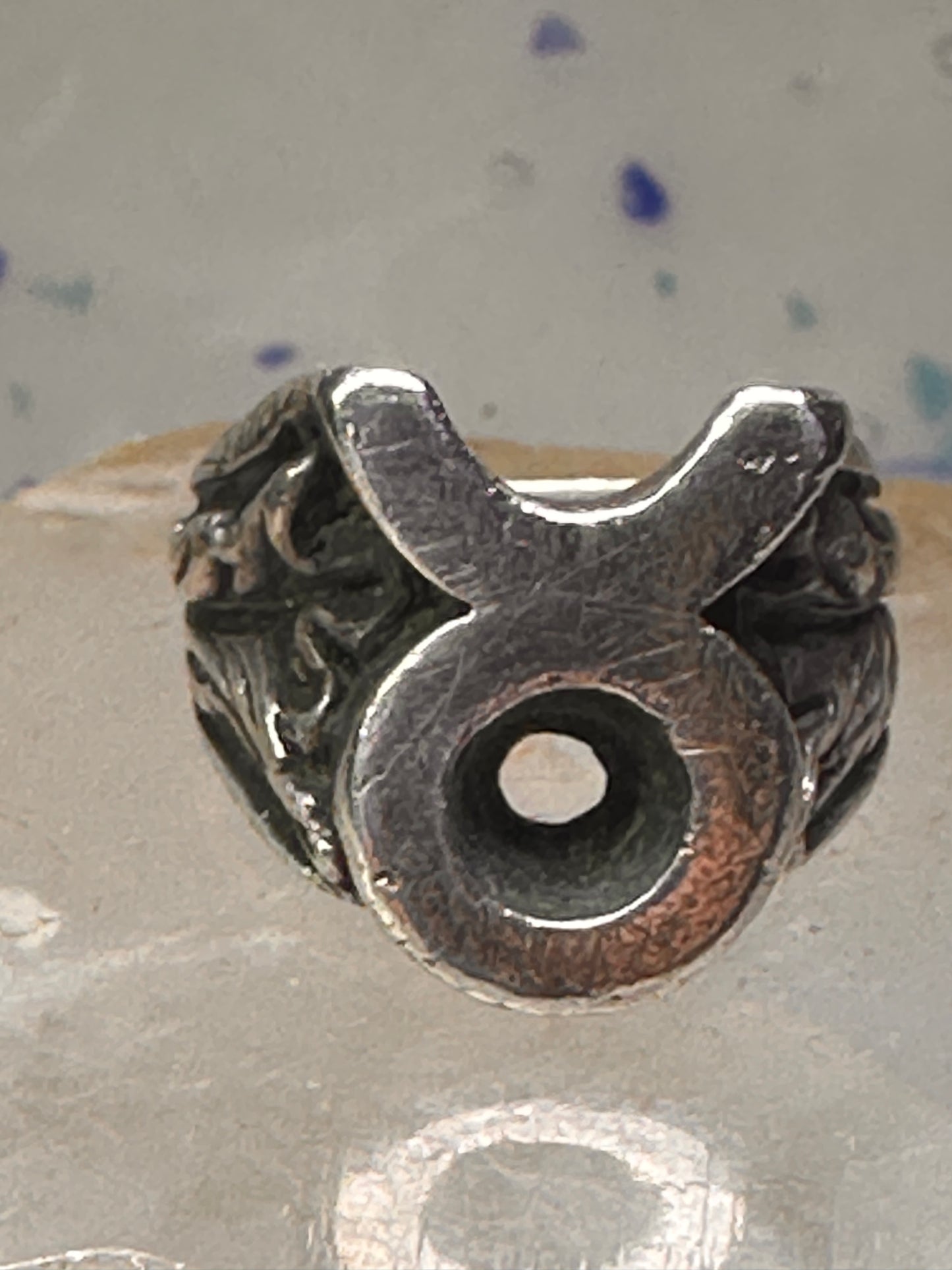 Mexico Taxco ring Taurus Texas ranch brand band size 7.75 sterling silver men women