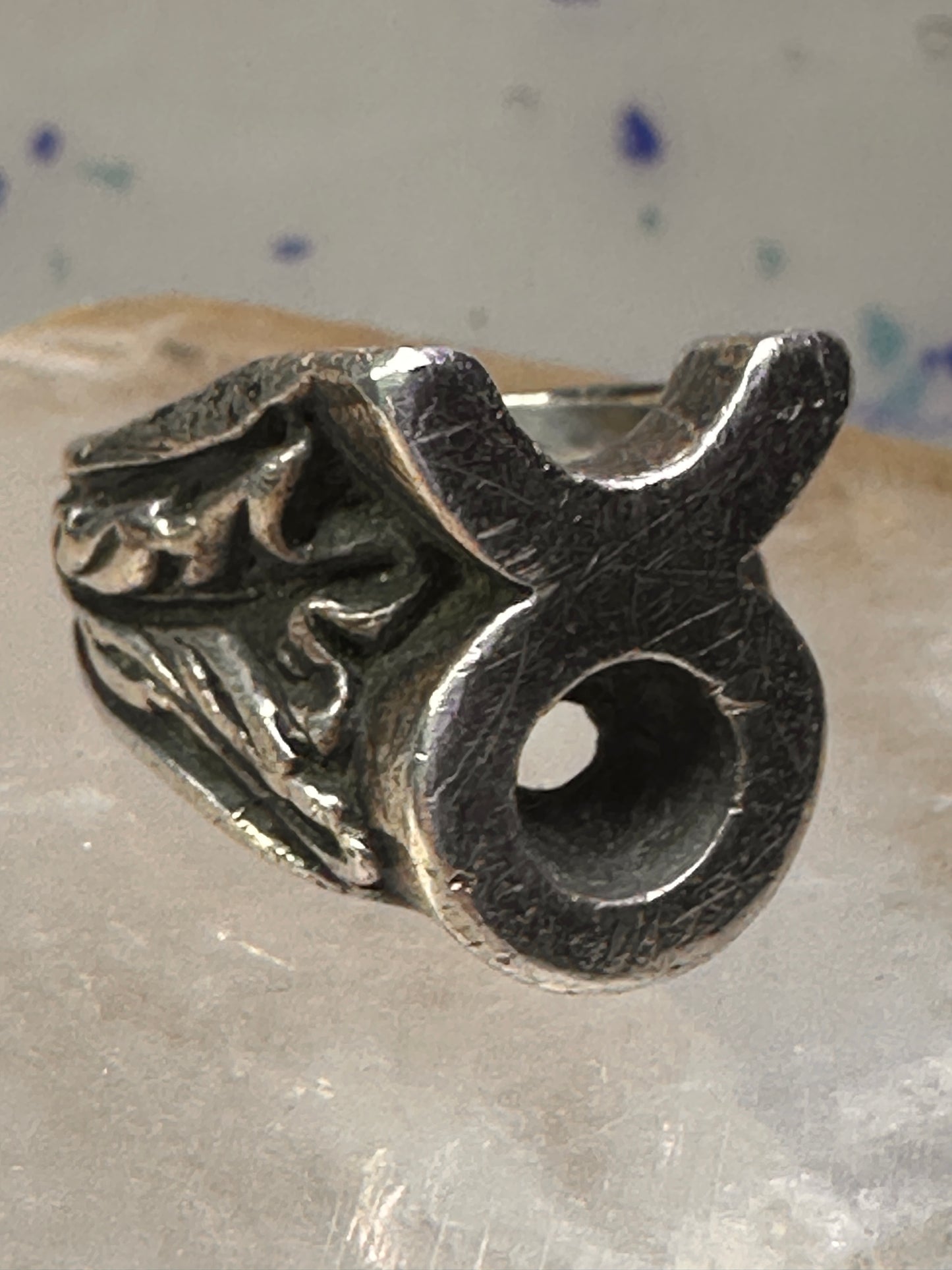 Mexico Taxco ring Taurus Texas ranch brand band size 7.75 sterling silver men women