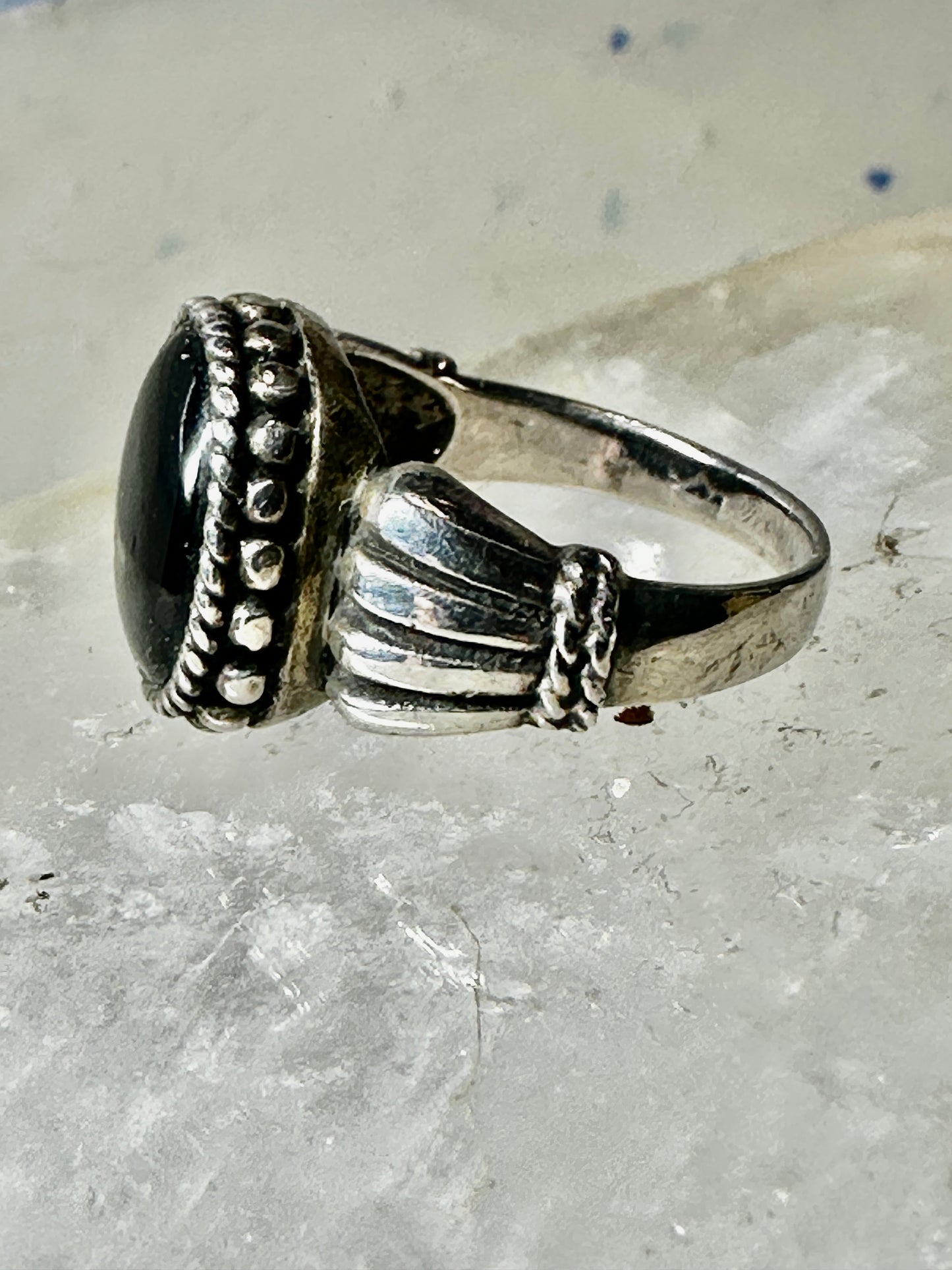 Onyx ring size 6.75 sterling silver mourning band women girls