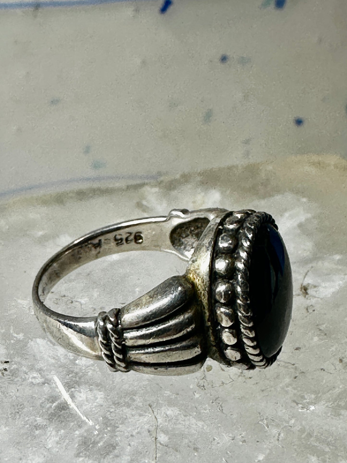 Onyx ring size 6.75 sterling silver mourning band women girls