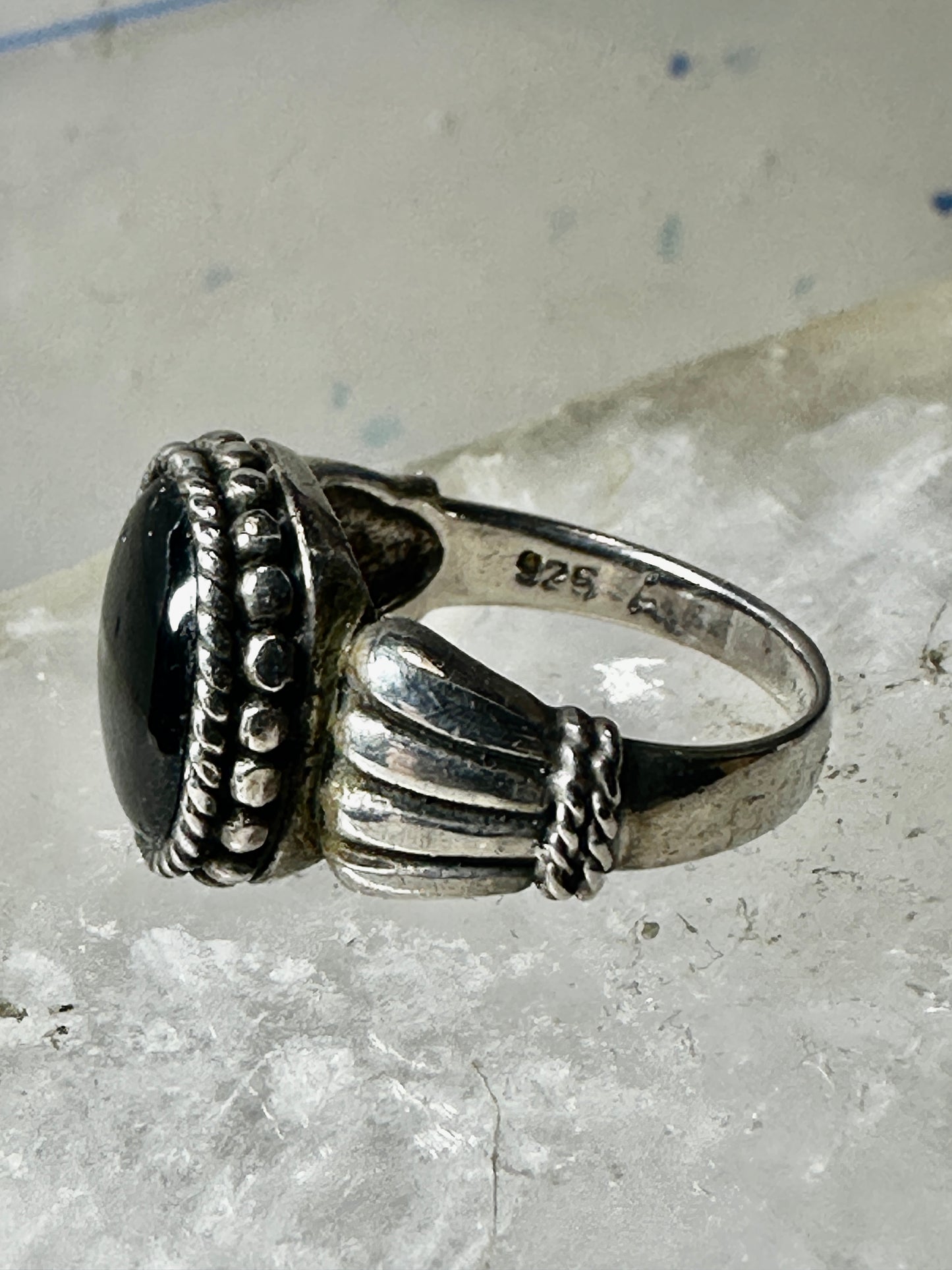 Onyx ring size 6.75 sterling silver mourning band women girls