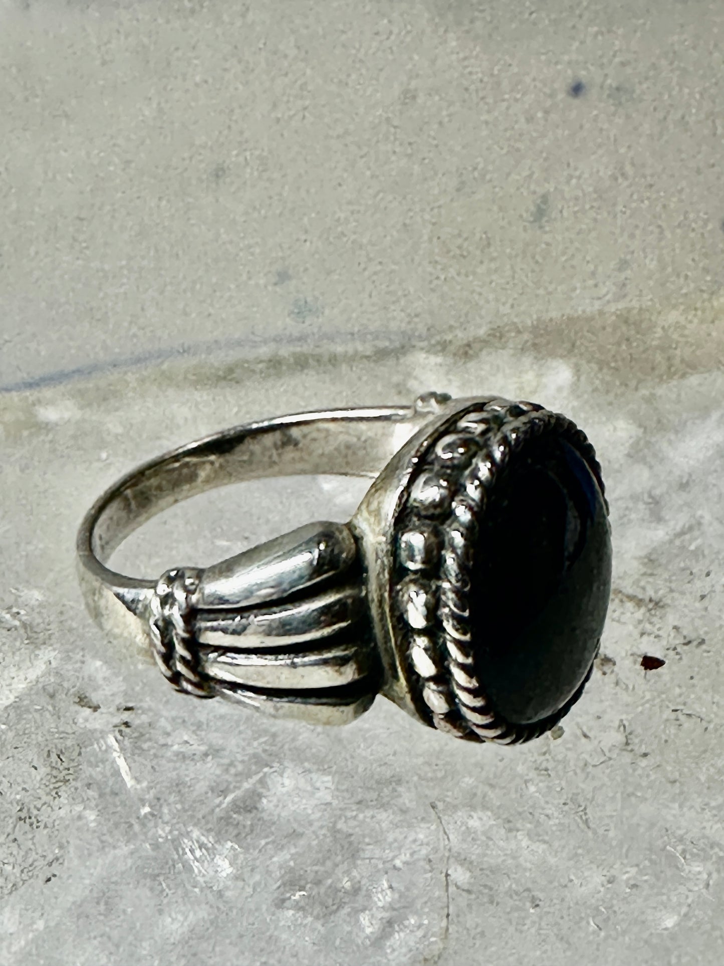 Onyx ring size 6.75 sterling silver mourning band women girls
