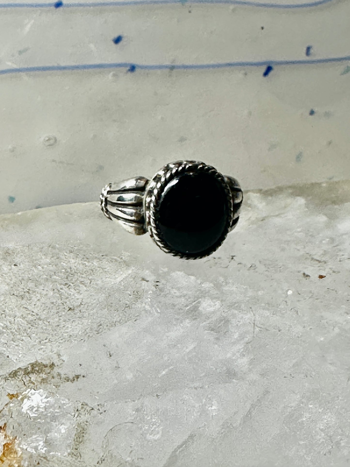 Onyx ring size 6.75 sterling silver mourning band women girls